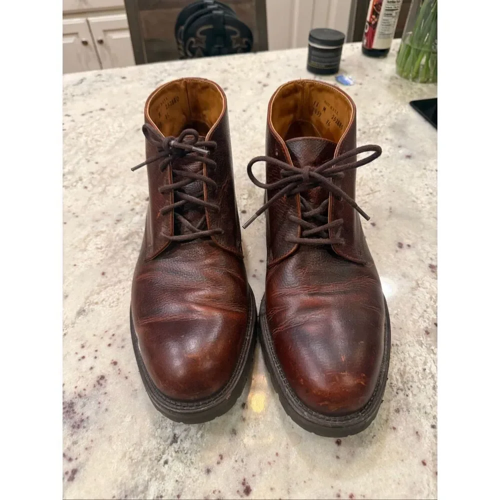 L. L. Bean Mens Allagash Brown Leather Hand Sewn Chukka Boots sz 11